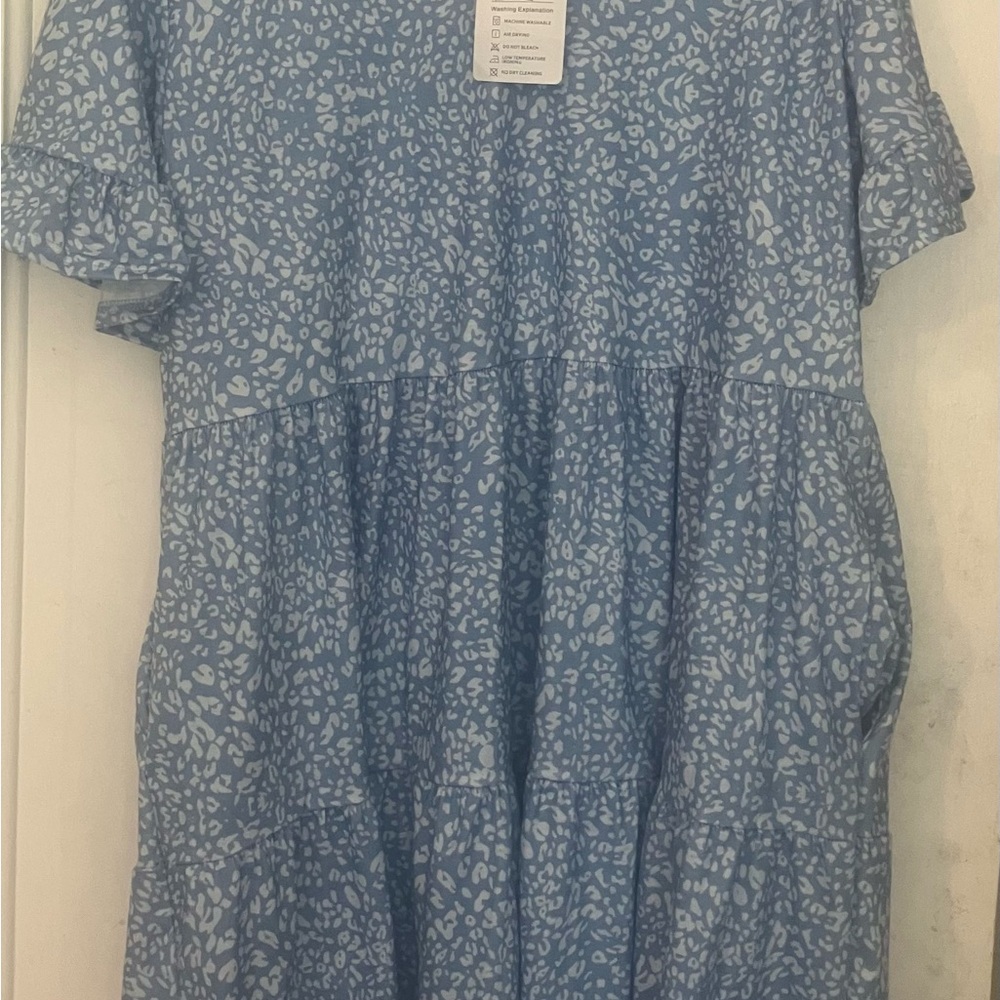NCLOOK Blue and White Patterned Dress
